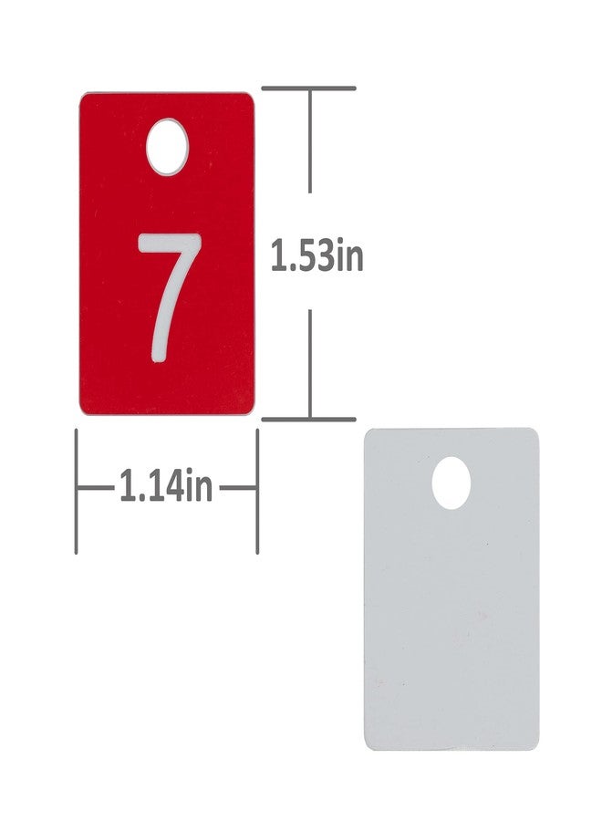 StayMax ABS Plastic Numbered Rectangle Key Tags ID Tags Number Disc with Hole (1-100, Red) - Image 2
